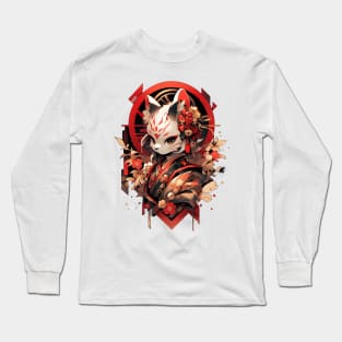 Kawaii Cat masked warrior Long Sleeve T-Shirt